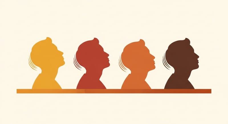 Flat illustration of four side-profile silhouettes in a row, each progressively more upright, representing the four-week forward head posture correction plan