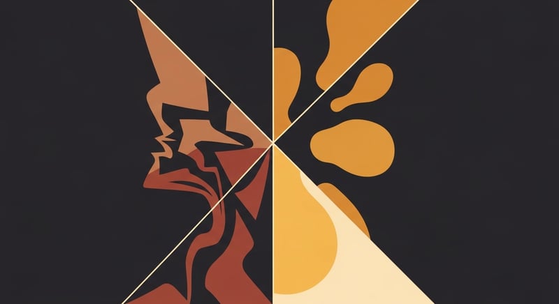 Geometric abstract composition representing the transition from tension to release